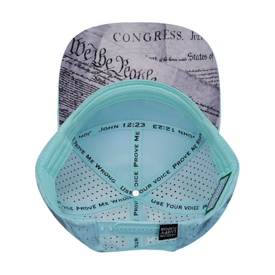 FREEDOM Hat - Flat Bill - Mint / Slate Blue / White - Laser Mesh