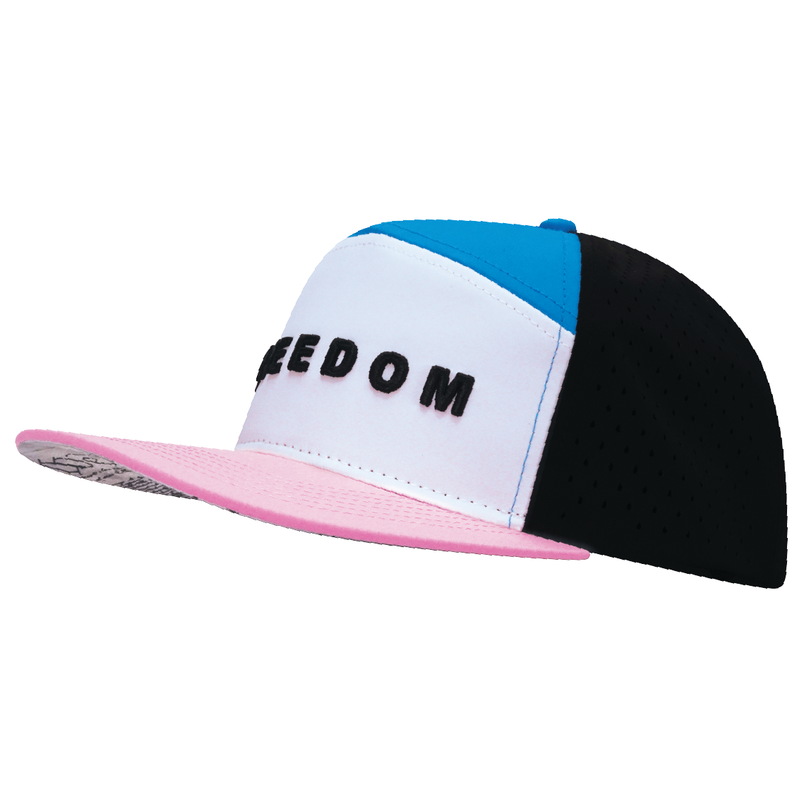 FREEDOM Hat - Flat Bill - Light Pink / White / Blue / Black - Laser Mesh