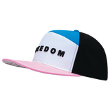 FREEDOM Hat - Flat Bill - Light Pink / White / Blue / Black - Laser Mesh