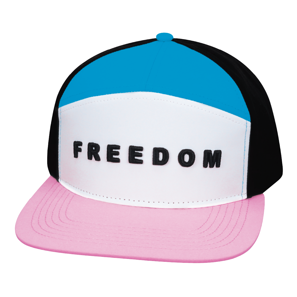 FREEDOM Hat - Flat Bill - Light Pink / White / Blue / Black - Laser Mesh