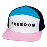 FREEDOM Hat - Flat Bill - Light Pink / White / Blue / Black - Laser Mesh