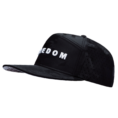 FREEDOM Hat - Flat Bill - Black Camo - Laser Mesh