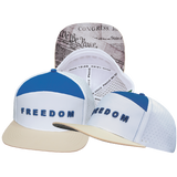 FREEDOM Hat - Flat Bill - Cream / White / Blue - Laser Mesh