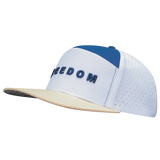 FREEDOM Hat - Flat Bill - Cream / White / Blue - Laser Mesh