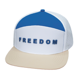 FREEDOM Hat - Flat Bill - Cream / White / Blue - Laser Mesh