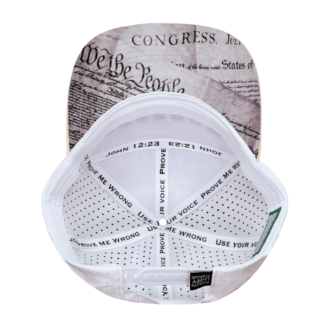 FREEDOM Hat - Flat Bill - Cream / White / Blue - Laser Mesh
