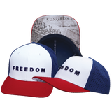 FREEDOM Hat - Baseball Hat Fit - Dark Red / White / Navy - Laser Mesh