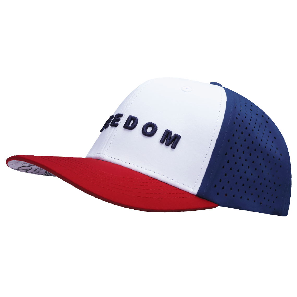 FREEDOM Hat - Baseball Hat Fit - Dark Red / White / Navy - Laser Mesh