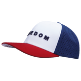FREEDOM Hat - Baseball Hat Fit - Dark Red / White / Navy - Laser Mesh