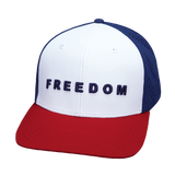 FREEDOM Hat - Baseball Hat Fit - Dark Red / White / Navy - Laser Mesh