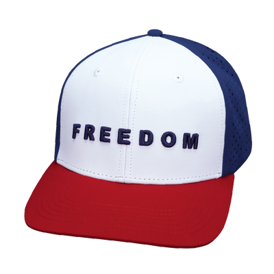 FREEDOM Hat - Baseball Hat Fit - Dark Red / White / Navy - Laser Mesh
