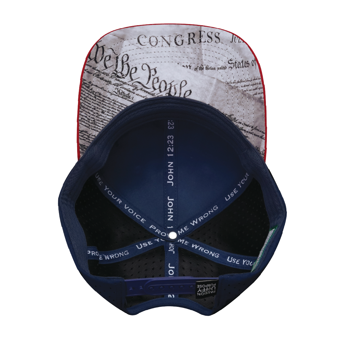 FREEDOM Hat - Baseball Hat Fit - Dark Red / White / Navy - Laser Mesh