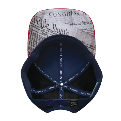 FREEDOM Hat - Baseball Hat Fit - Dark Red / White / Navy - Laser Mesh