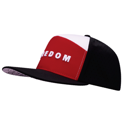 FREEDOM Hat - Flat Bill - Black / Dark Red - Laser Mesh