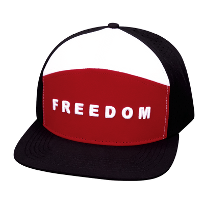 FREEDOM Hat - Flat Bill - Black / Dark Red - Laser Mesh