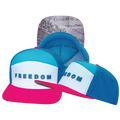 FREEDOM Hat - Flat Bill - Neon Pink / White / Neon Blue / Slate Blue - Laser Mesh