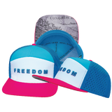 FREEDOM Hat - Flat Bill - Neon Pink / White / Neon Blue / Slate Blue - Laser Mesh