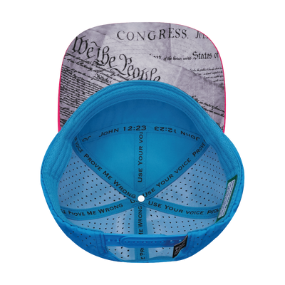 FREEDOM Hat - Flat Bill - Neon Pink / White / Neon Blue / Slate Blue - Laser Mesh