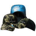 Fishing - 6 Panel - Shallow Fit - Pony Tail - Light Camo / Black - Laser Mesh (Unisex)