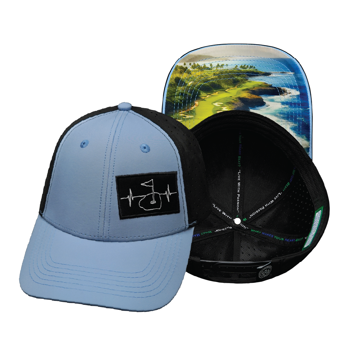 Golf - 6 Panel - Shallow Fit - Pony Tail - Baby Blue / Black (Unisex)