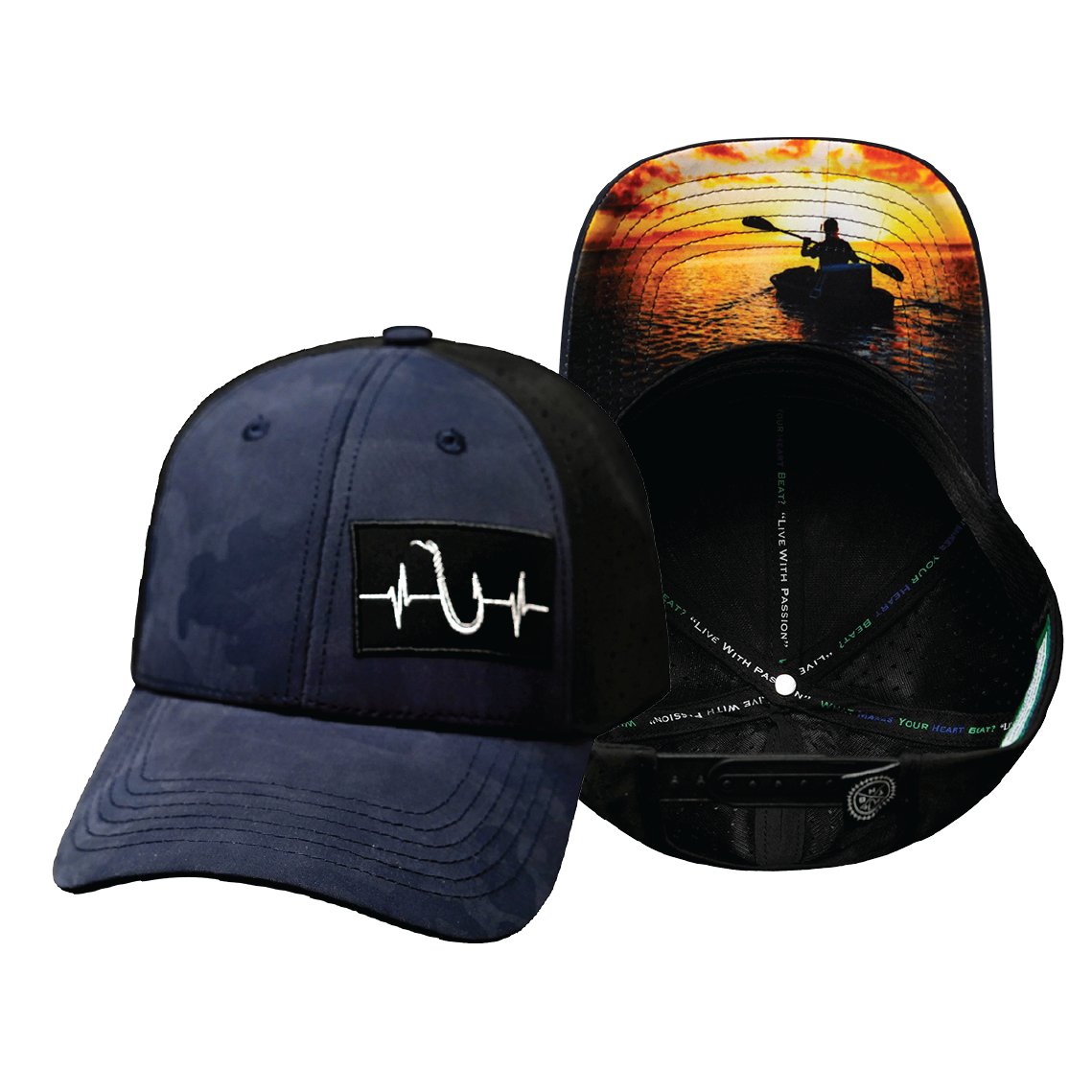 Fishing - 6 Panel - Shallow Fit - Pony Tail - Soft Navy Camo / Black (Unisex)