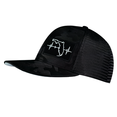 Florida - 6 Panel - Black Camo / Black - Trucker Mesh (Unisex)
