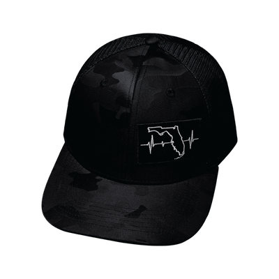Florida - 6 Panel - Black Camo / Black - Trucker Mesh (Unisex)