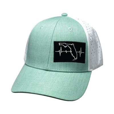 Florida - 6 Panel - Shallow Fit - Pony Tail - Teal / White - Laser Mesh (Unisex)