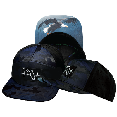 Florida - 7 Panel - Navy Camo / Black - Laser Mesh (Unisex)