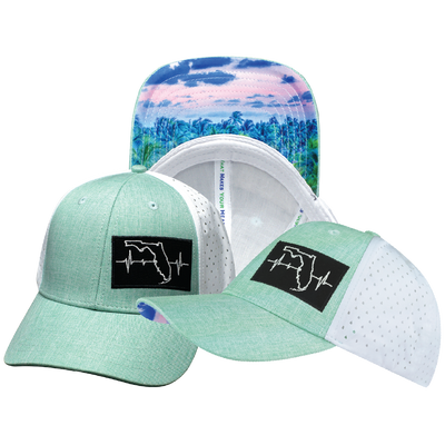 Florida - 6 Panel - Shallow Fit - Pony Tail - Teal / White - Laser Mesh (Unisex)