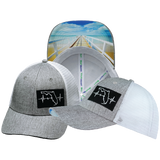 Florida - 6 Panel - Shallow Fit - Heather Gray / White - Trucker Mesh (Unisex)