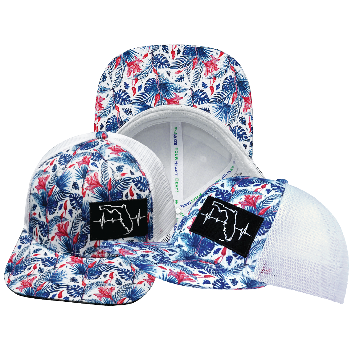 Florida - 6 Panel - Floral / White - Trucker Mesh (Unisex)