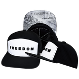 FREEDOM Hat - 7 Panel - Black / White - Laser Mesh - Proceeds go to TPUSA