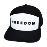 FREEDOM Hat - 7 Panel - Black / White - Laser Mesh - Proceeds go to TPUSA