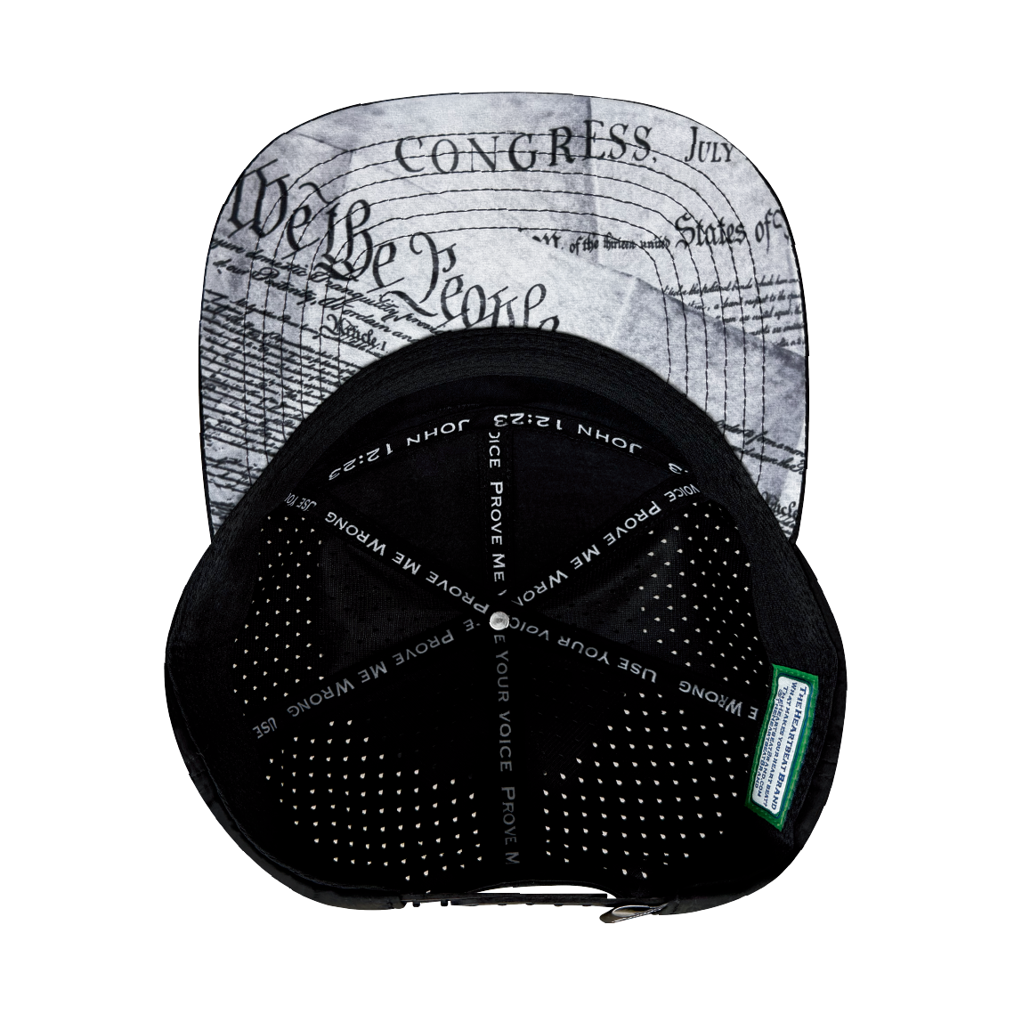 FREEDOM Hat - 7 Panel - Black / White - Laser Mesh - Proceeds go to TPUSA