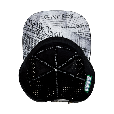 FREEDOM Hat - 7 Panel - Black / White - Laser Mesh - Proceeds go to TPUSA