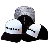 FREEDOM Hat - 6 Panel - Black / White - Laser Mesh - Proceeds go to TPUSA