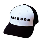 FREEDOM Hat - 6 Panel - Black / White - Laser Mesh - Proceeds go to TPUSA