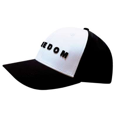 FREEDOM Hat - 6 Panel - Black / White - Laser Mesh - Proceeds go to TPUSA