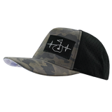 Golf - 5 Panel - Structured - Soft Charcoal Camo / Black - Laser Mesh (Unisex)