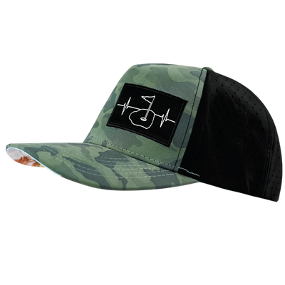 Golf - 5 Panel - Structured - Soft Teal Camo / Black - Laser Mesh (Unisex)