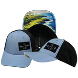 Golf - 6 Panel - Shallow Fit - Pony Tail - Baby Blue / Black - Laser Mesh (Unisex)