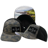 Golf - 5 Panel - Structured - Soft Charcoal Camo / Black - Laser Mesh (Unisex)