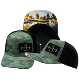 Golf - 5 Panel - Structured - Soft Teal Camo / Black - Laser Mesh (Unisex)