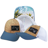 Hawaii - 6 Panel - Shallow Fit - Cork - Sea Blue / White - Trucker Mesh (Unisex)