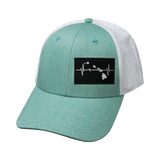Hawaii - 6 Panel - Shallow Fit - Pony Tail - Teal / White - Laser Mesh (Unisex)