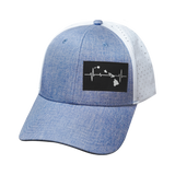 Hawaii - 6 Panel - Shallow Fit - Pony Tail - Light Blue / White - Laser Mesh (Unisex)