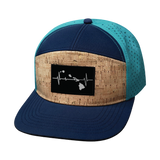 Hawaii - 7 Panel - Cork - Navy / Teal - Laser Mesh (Unisex)