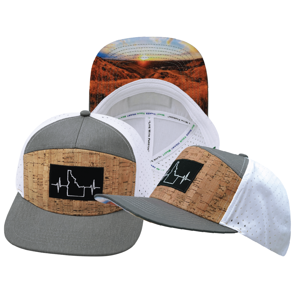 Idaho - 7 Panel - Cork - Gray / White - Laser Mesh (Unisex)
