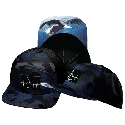 Idaho - 7 Panel - Navy Camo / Black - Laser Mesh (Unisex)